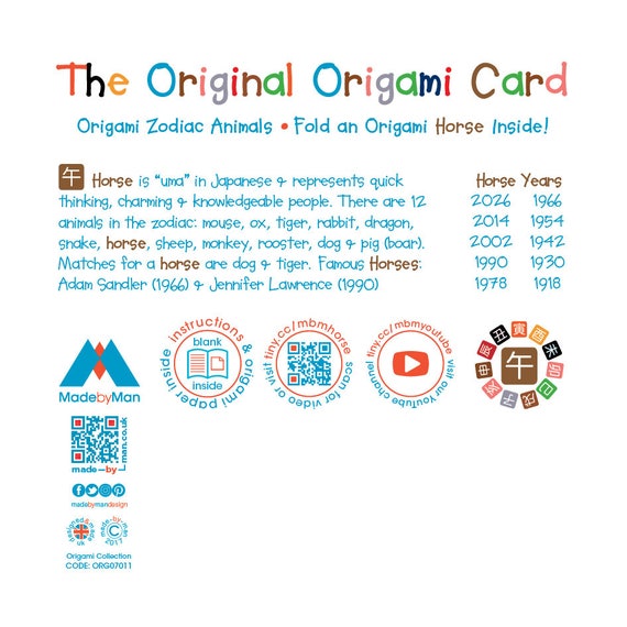 Origami Animal Cute Horse Face Greeting Card