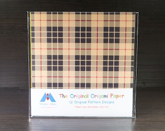 Origami Paper Pack – Tartan, Coloured Patterns 150mm Square Papers