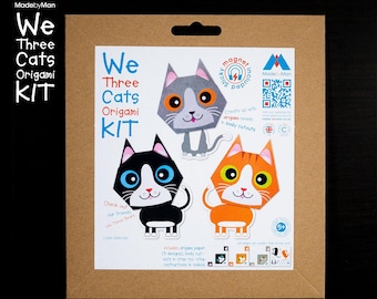 We Three Cats, Bears and Unicorn Origami Kit with Magnets