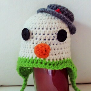 Snowman hat for baby (up to 3 mos), hand crocheted