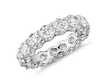 14K White Gold Round Eternity Band Lab Grown Diamond Wedding Promise Ring 7ctw
