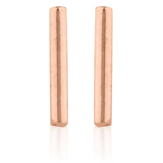 14K Solid Yellow/White/Rose Gold Plain T Bar Push Back Stud Earrings 8mm 14K Solid Yellow/White/Rose Gold Plain T Bar Push Back Stud Earrings 8mm