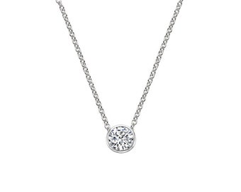 Collana Donna Argento 925 Con Ciondolo Moissanite 1CT, Placcata Oro Bianco 18K, Catena Regolabile, Regalo Con Certificato GRA
