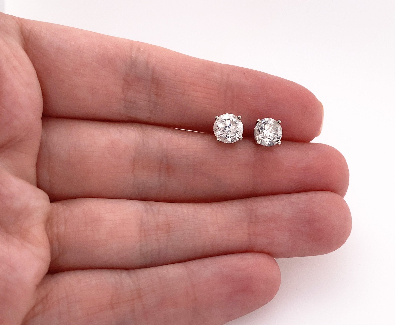 1.90 Ct Round Natural Diamond Screw Back Stud Earrings 14K Etsy