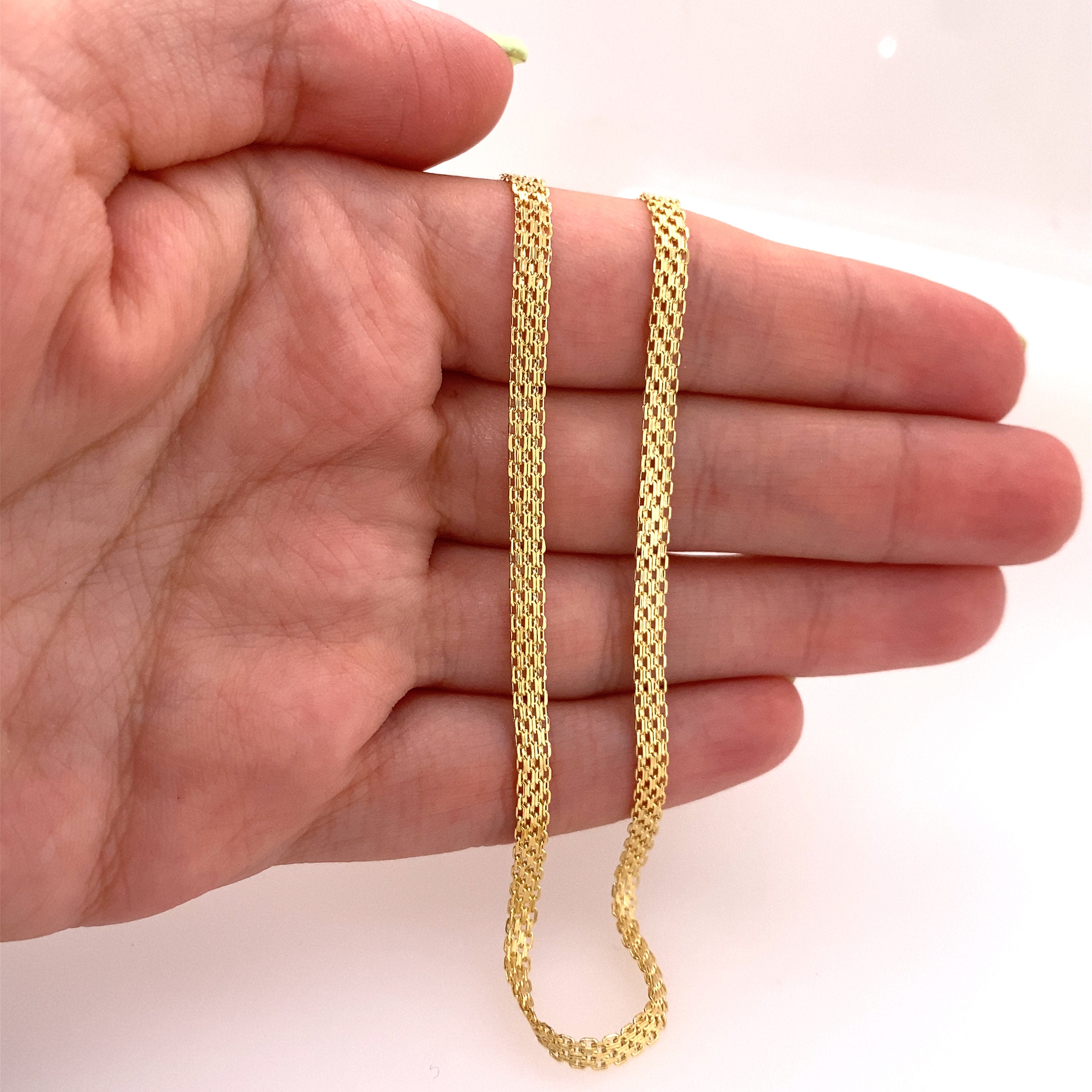 Bismark Hollow Mesh Chain 14k Solid Yellow Gold Unisex Etsy