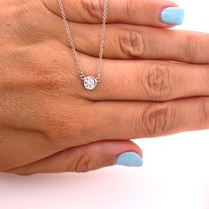 0.45ctw Round Solitaire Diamond Bezel Set Pendant 14K Solid White Gold