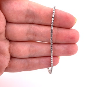 14K Solid White Gold Round Brilliant Natural Diamond Tennis Bracelet 1.00ctw