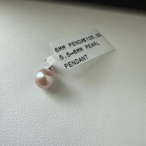 18K White Gold Round Ball Pink Pearl Pendant for Necklace Dainty