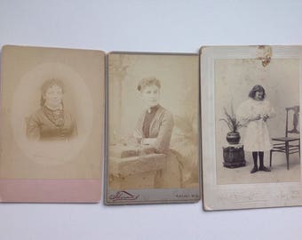 A group of(3) cabinet card portraits 1860's/70's Albumen black and white Connecticut Wisconsin