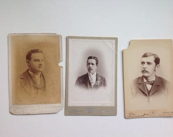 Cabinet card portraits damaged discount (3) 1870s