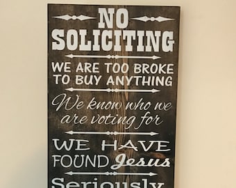 No Soliciting Please Go Away Wood Sign Ebony - No Soliciting Sign - Front Door Sign - Front Porch Sign - Please Go Away