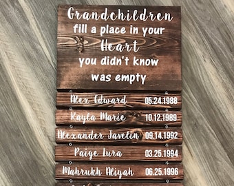 Grandparents Sign with Names - Grandchildren Sign with Name and DOB - Grandparents Gift - Greatest Blessings - Gift for Grandparents