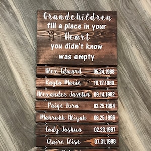 Grandparents Sign with Names - Grandchildren Sign with Name and DOB - Grandparents Gift - Greatest Blessings - Gift for Grandparents