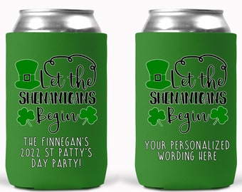 St Patricks Day Party Favors, Personalized Party Favors, Can Cooler Party Favor, St Pattys Day Party, Beverage Insulator, Beer Hugger Holder