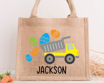Personalized Easter Bags Boy Easter Baskets With Names, Dump Truck Easter Bag, Tractor Easter Basket, Dump Truck Easter Basket