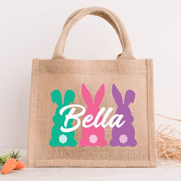 Boy or Girl Easter Bags Easter Baskets With Names, Bunny Easter Basket, Personalized Bag, Easter Bunny Gift Bag, Easter Bunny Treat Bags