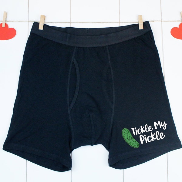 Tickle My Pickle Boxers, Funny Boxers for Him, Funny Valentine's Day Gift for Him, Men's Boxer Briefs, Men's Underwear, Gift for Husband