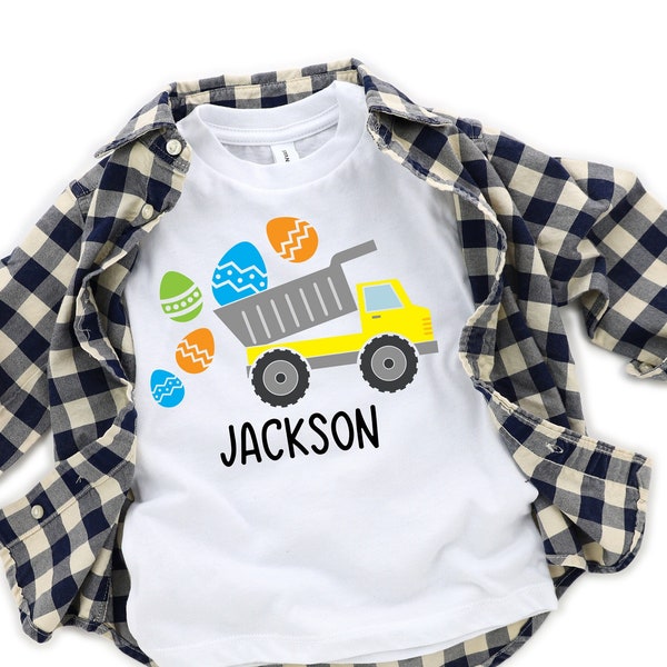 Personalized Boy Easter Shirts Boy Easter Shirts With Names, Excavator Easter Shirt, Tractor Easter Shirt, Dump Truck Easter Shirts