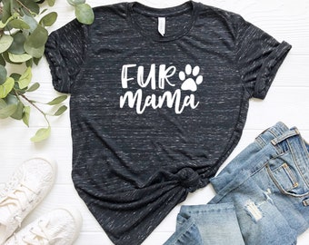 Fur Mama Shirt - Dog Mom T-shirt - Dog Mom Gift - Mom of Dogs - Funny Shirt  - Bella Canvas Black Marble Shirt - Fur Mama T Shirt