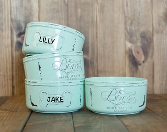 Set of Dog Food Bowls - Personalized Pet Food Bowls - Pet Dishes - Dog Food Dish - Mason Jar Dog Bowl - Dog Bowl