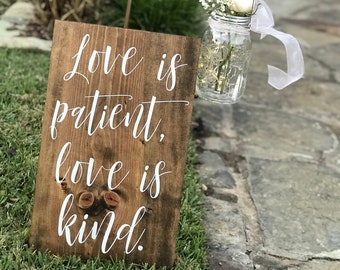 Set of 10 Wedding Aisle Signs - Wedding Aisle Decor - Love Is Patient, Love is Kind - 1 Corinthians 13 - Wedding Sign - Wedding Decor