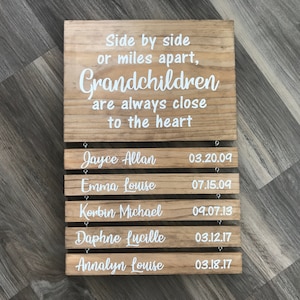 Side by Side or Miles Apart Grandchildren are Always Close to the Heart - Grandparents Sign - Grandchildren Sign - Grandparents Gift
