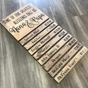 Grandparents Sign with Names  - Grandchildren Sign with Name and DOB - Grandparents Gift - Greatest Blessings - Gift for Grandparents -Black