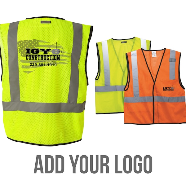 Custom Safety Vests with Logo, Company Vest, Safety Green Orange Vests, High Visibility Vests, Business Shirts, Logo Vests Your Logo