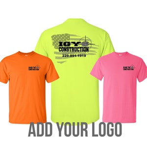 Custom Safety Shirts with Logo, Company Shirts, Safety Green Orange Pink, High Visibility Shirts, Business Shirts, Logo Shirts Your Logo