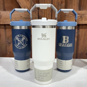Custom Engraved Stanley Tumbler IceFlow 30 oz Flip Straw School Sports Team Stanleys Matching Team Stanleys with Logo School Mascot Logo