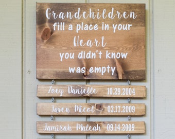 Grandparents Sign with Names - Grandchildren Sign with Name and DOB - Grandparents Gift - Greatest Blessings - Gift for