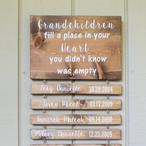 Grandparents Sign with Names - Grandchildren Sign with Name and DOB - Grandparents Gift - Greatest Blessings - Gift for