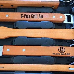 Personalized Grill Set Grill Tools Grilling Gifts Grilling Set BBQ Grill Set Engraved Grill Set Gift for Him Grill Set BBQ afbeelding 6