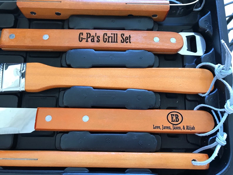 Personalized Grill Set Grill Tools Grilling Gifts Grilling Set BBQ Grill Set Engraved Grill Set Gift for Him Grill Set BBQ image 6