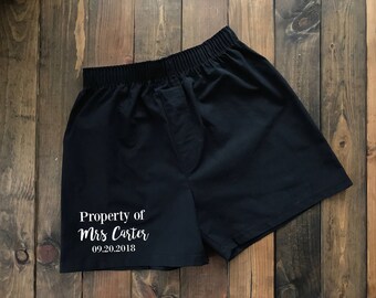 Property Of Boxers - Groom Boxers - Funny Boxers - Men's Underwear - Funny Black Briefs - Adult Underwear - Custom Boxers - Men's Boxers