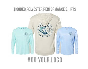 Company Shirts, Custom Hooded Performance Shirts, Logo Shirts, Fishing Team Shirts, Charter Business Shirts, Polyester Work Shirts with Logo