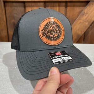 Personalized Hats with Business Logo Company Logo Faux Leather Patch Hats Richardson 112 Bulk Hats