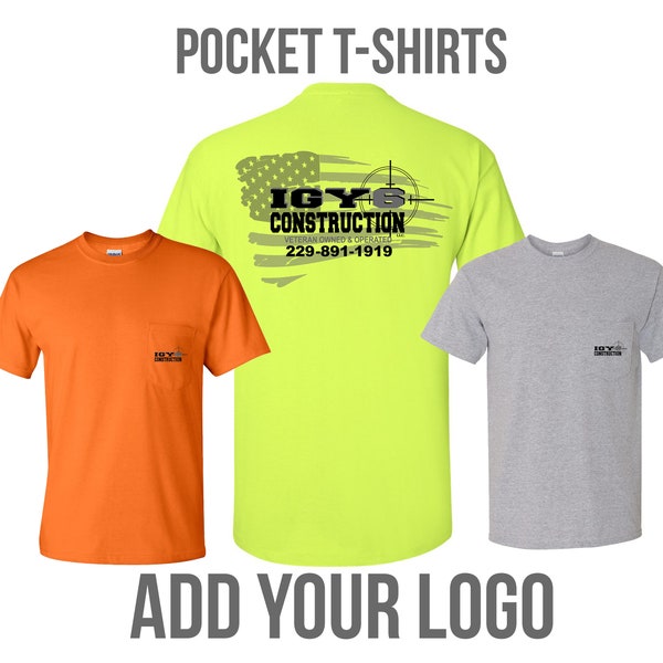 Custom Pocket Shirts with Logo, Company Shirts, Safety Green Orange Pink, High Visibility Shirts, Business Shirts, Custom Pocket Work Shirts