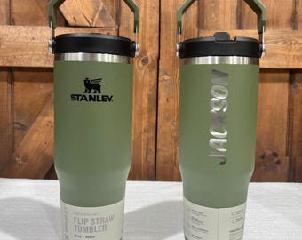 Custom Engraved Stanley Tumbler IceFlow 30 oz Flip Straw Personalized Gift for Him Son Dad Husband Birthday Anniversary Father's Day