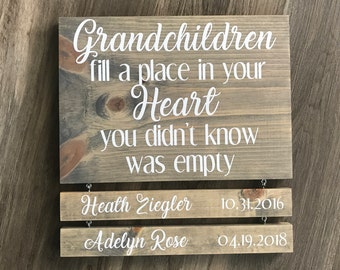 Grandparents Sign with Names - Grandchildren Sign with Name and DOB - Greatest Blessings - Gift for Grandparents - Grandparents Gifts