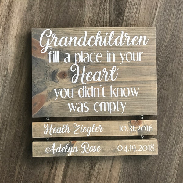Grandparents Sign with Names - Grandchildren Sign with Name and DOB - Greatest Blessings - Gift for Grandparents - Grandparents Gifts