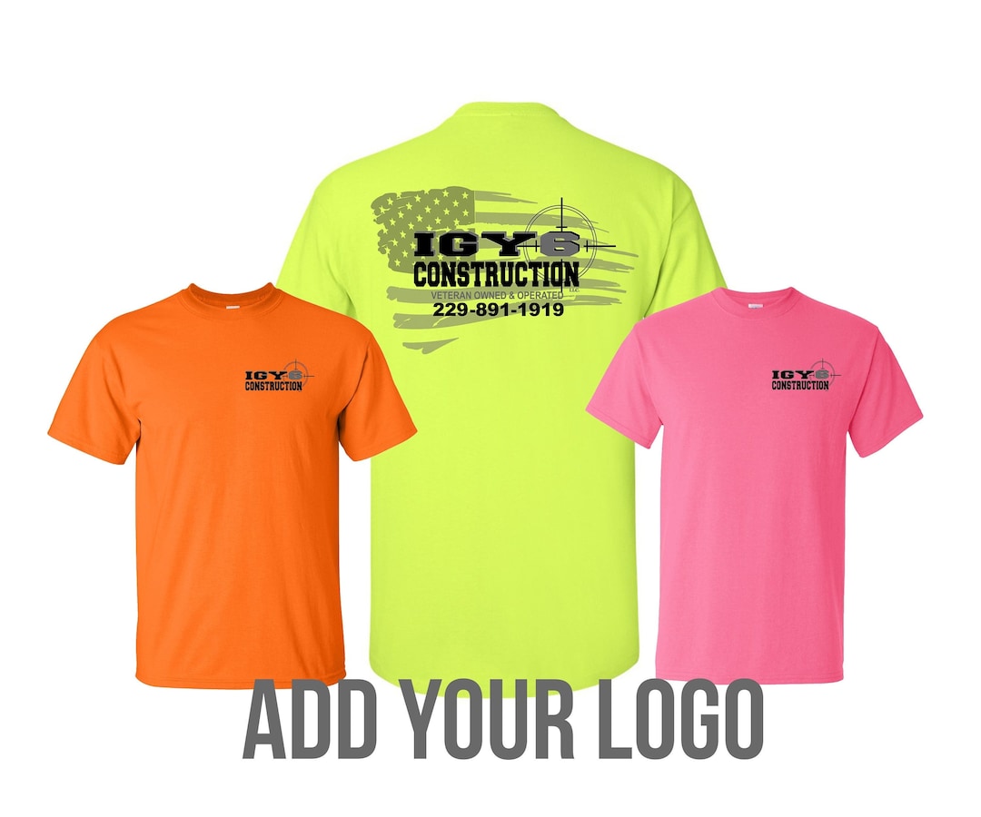 Custom Safety Shirts With Logo, Company Shirts, Safety Green Orange