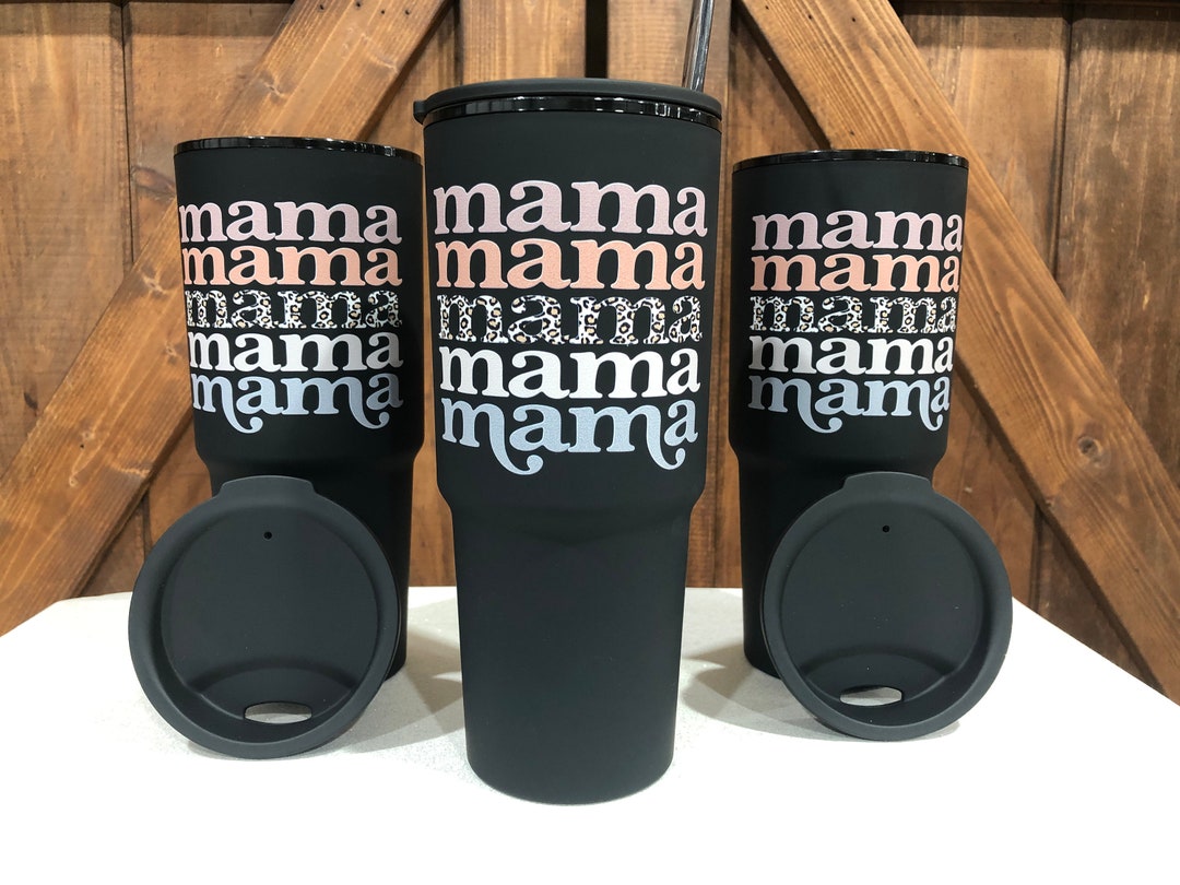 Mother&#39;s Day Gift, Mama Coffee Cup, Gift for Mom Mama, Retro Mama, Leopard Mama, Leopard Tumbler, Acrylic Tumbler 30oz Matte Black Tumbler