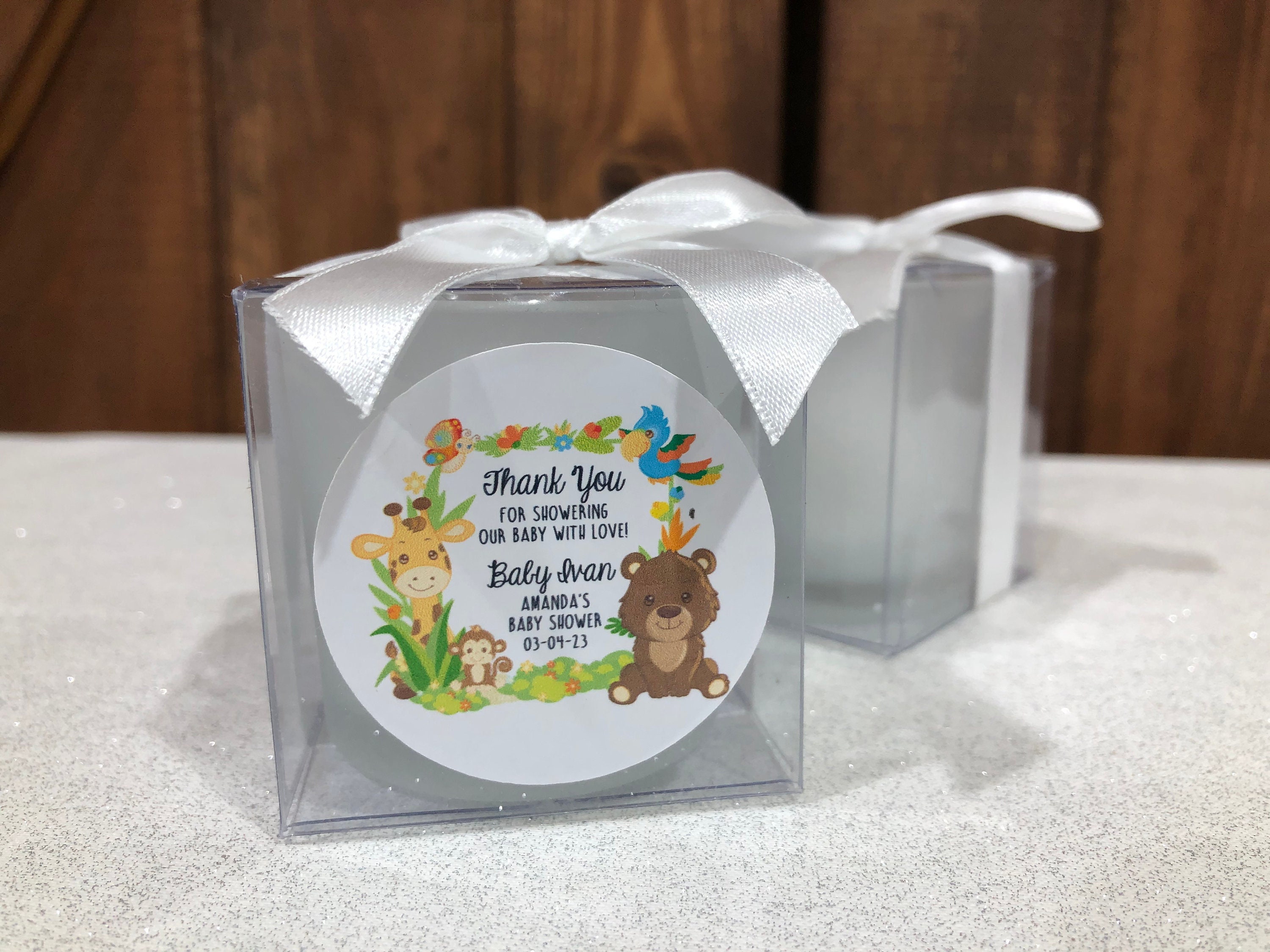 Set of 12 4 oz Safari Baby Shower Favor Candle//Jungle Safari Baby