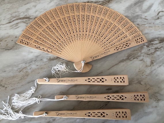 100 Pieces Personalized Wedding Fans, Custom Summer Wedding Fans for  Guests, Laser Engraved Special Event Hand Fans