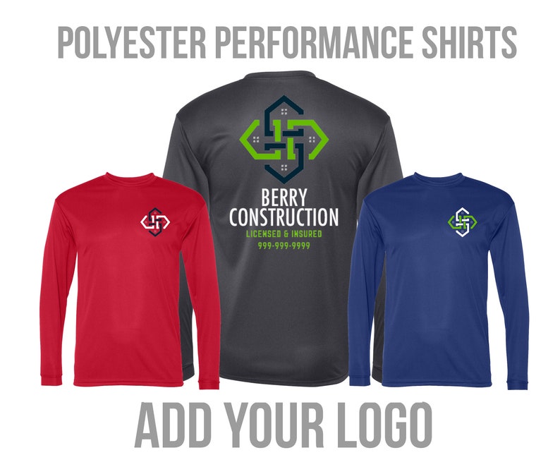 Custom Shirts, Performance Long Sleeve Shirts with Logo, Custom Logo Shirt, Moisture Wicking Shirts, Personalized Shirts, Customized Shirt image 1