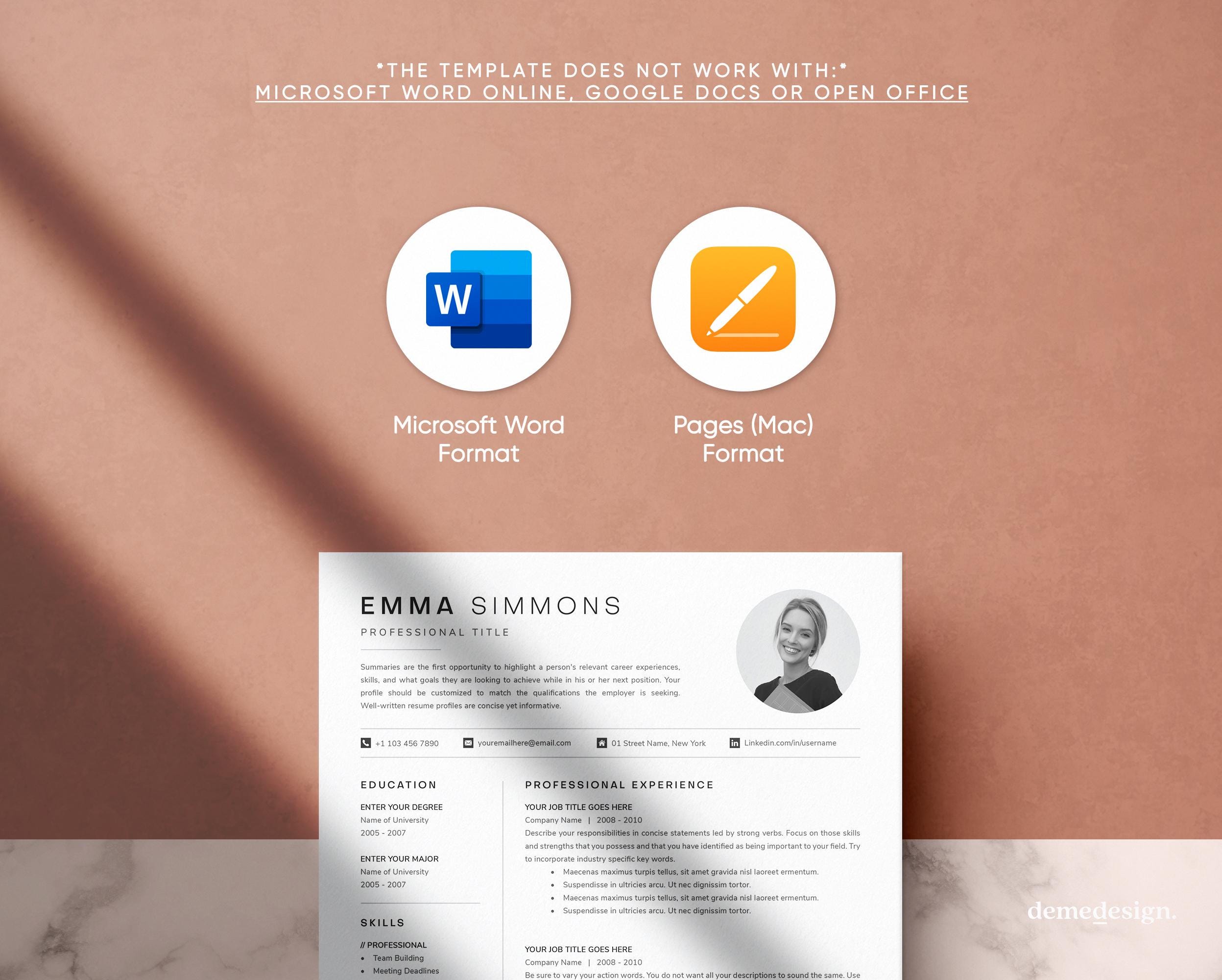 Resume Compact Example Compact Resume Template: Cover Letter & References (microsoft Word, Mac ...