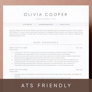 ATS Friendly Resume Template for Microsoft Word and Google Docs, Cover Letter and References, Resume Template Instant Download, CV Template