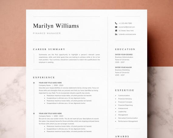 Professional Resume Template with Cover Letter (Word & Pages)