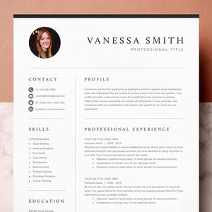 Modelo de currículo Word, Mac Instant Digital Download | Modelo de carta de apresentação, Modelo de referências | Currículo com foto | CV, Modelo de currículo CV
